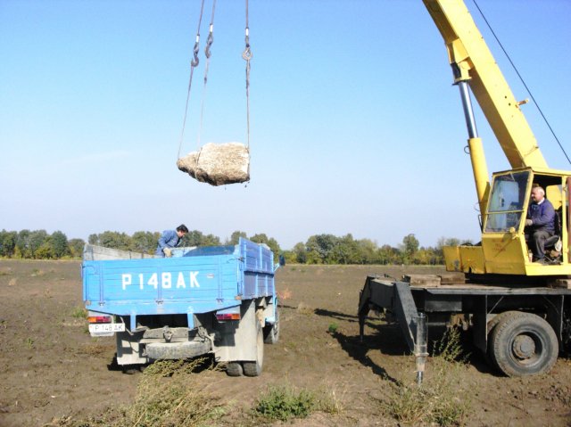 Работа по извлечению стел с полей завода KVINT.  Заключительный этап спасательных раскопок 2010 г.